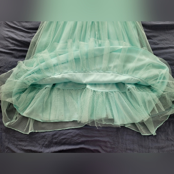 Pretty Aqua Prom Dress. Above the Knee, Nicely Detailed Bodice.Sz16 (runs small) - Picture 8 of 16